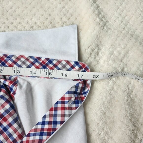 Andrea Bossi Men’s Long Sleeve Shirt  Size L 100% Linen White with Check Accents - Picture 7 of 9